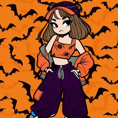 girl in crop top and baggy pants