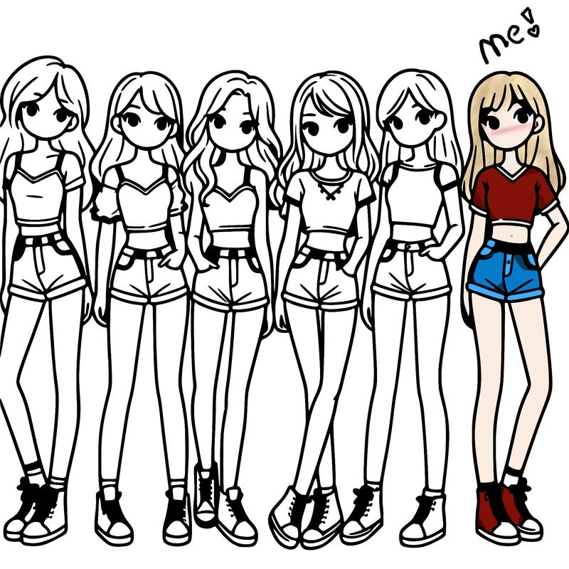 a group of girls wearing crop tops and shorts