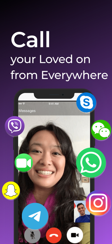 AI V2RayNG VPN interface showing secure video call capabilities with various social media app icons
