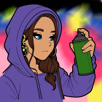 a realistic girl, spray painting