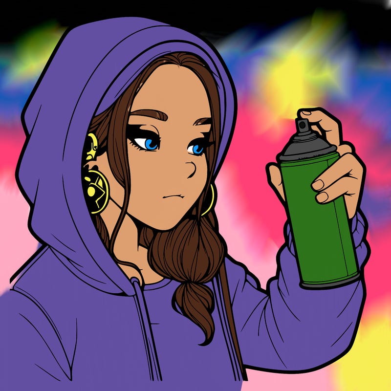 a realistic girl, spray painting