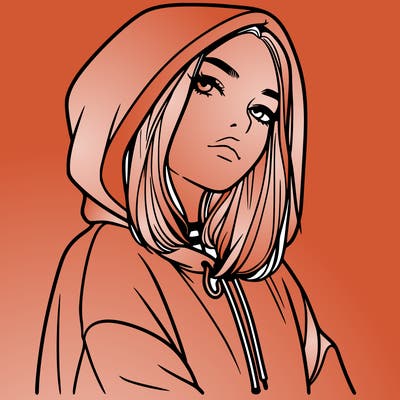a realistic girl in a hoodie