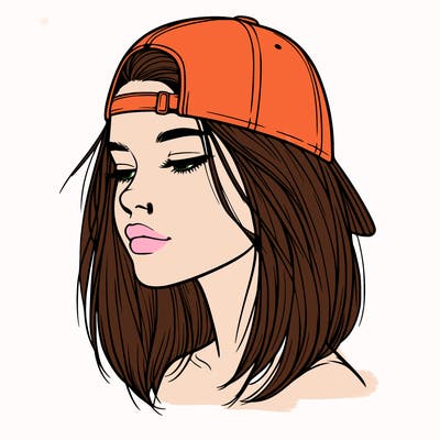 realistic  girl with a backwards hat