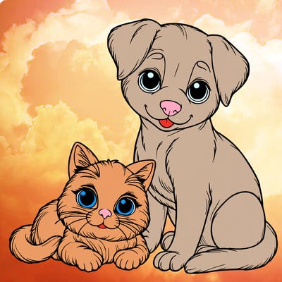realistic cat and dog