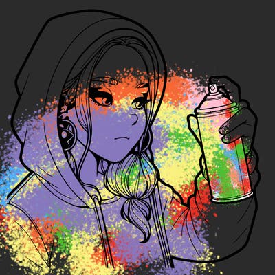 a realistic girl, spray painting