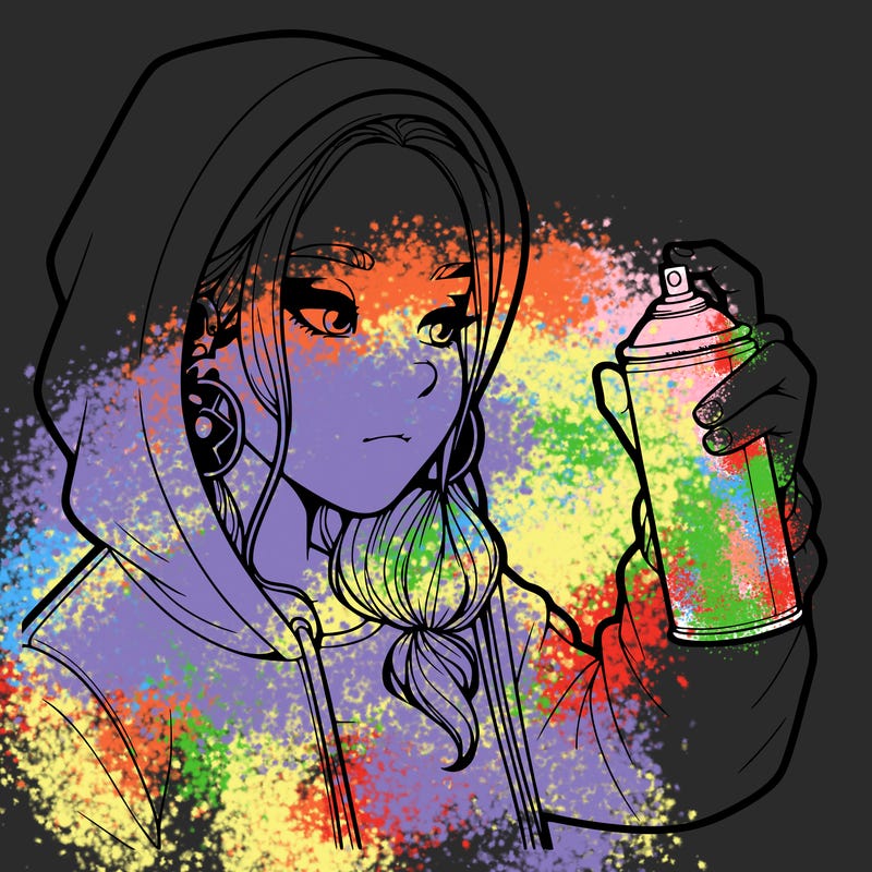 a realistic girl, spray painting