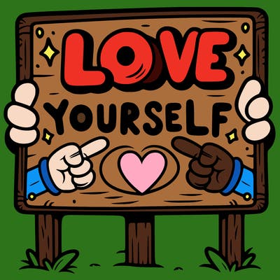 a sign where it is written: love yourself