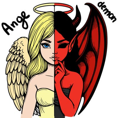 realistic angel half demon