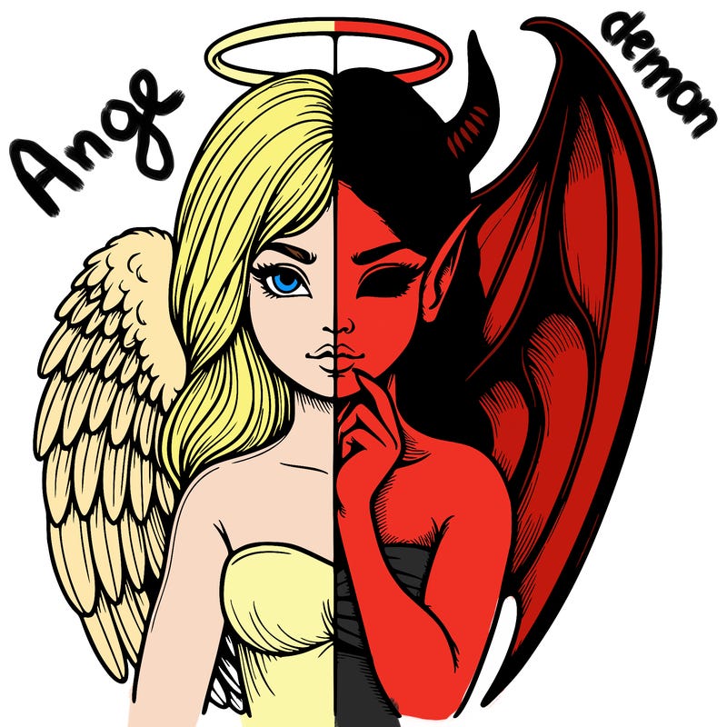 realistic angel half demon