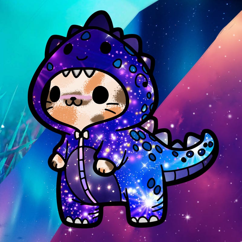 cat in dino onsie