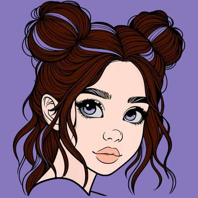 realistic girl with hair buns on her head