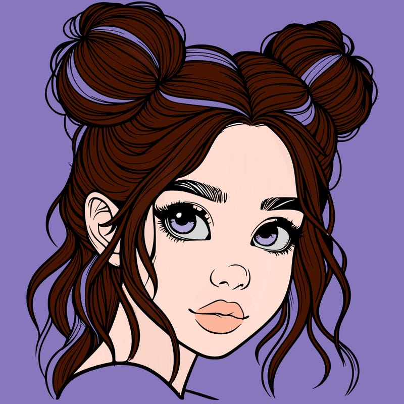 realistic girl with hair buns on her head