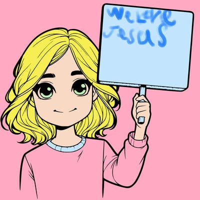 realistic girl holding up a sign