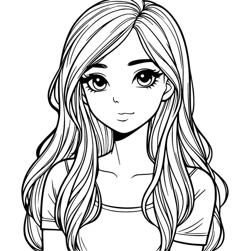 realistic girl with long hair