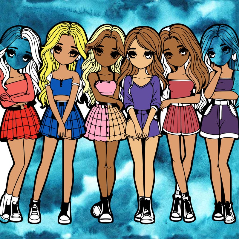 a group of girls realistic