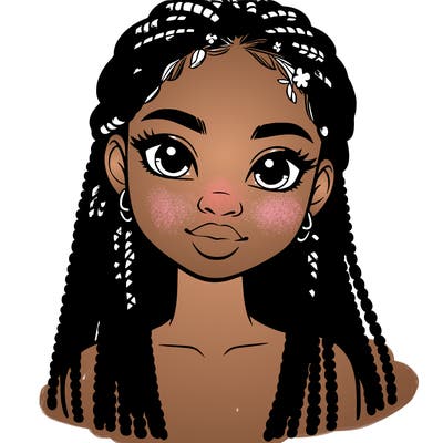 a realistic black girl with braids
