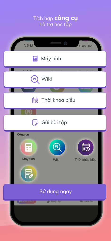 Lời Giải Hay - Loigiaihay.com - Herramientas de estudio integradas en la aplicación Loi Giai Hay que incluyen una calculadora, wiki y horario escolar