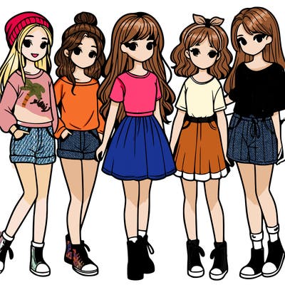 a group of five girls