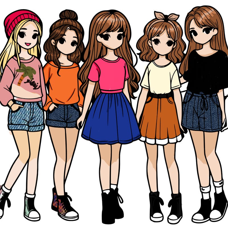 a group of five girls