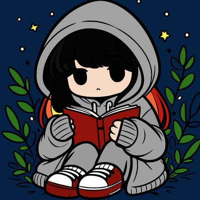 girl in oversized hoodie reading a book