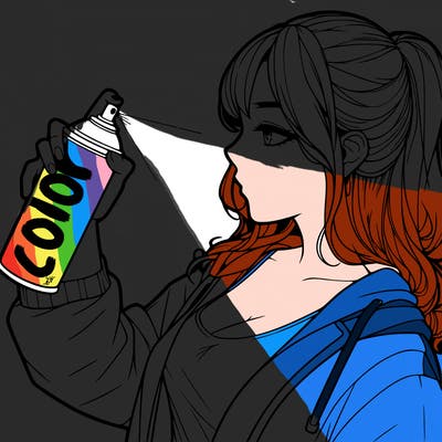 a realistic girl spray, painting