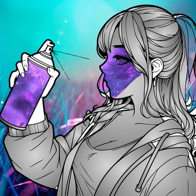 a realistic girl spray, painting