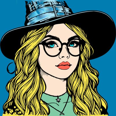 a witch with glasses realistic