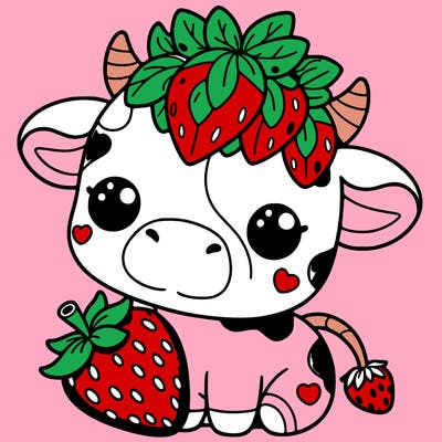cute strawberry cow