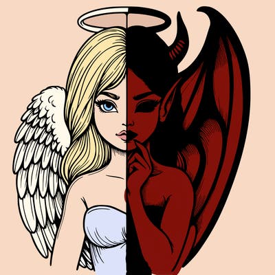 realistic angel half demon