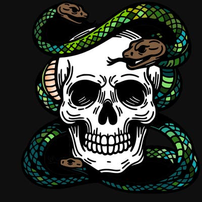 skull  with snakes
