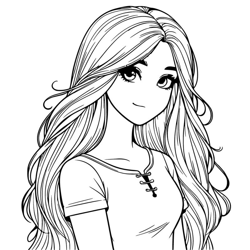 realistic teenage girl with long hair