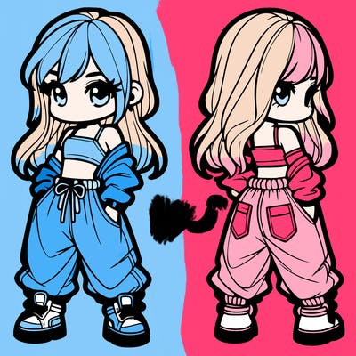 girl in crop top and baggy pants