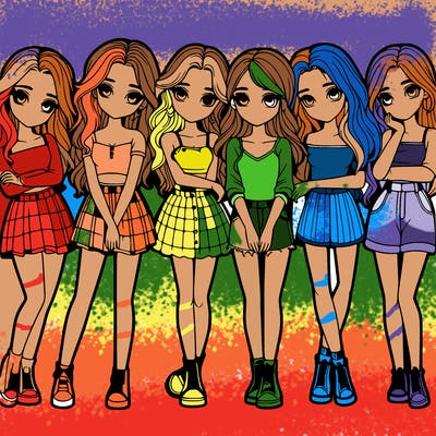 a group of girls realistic