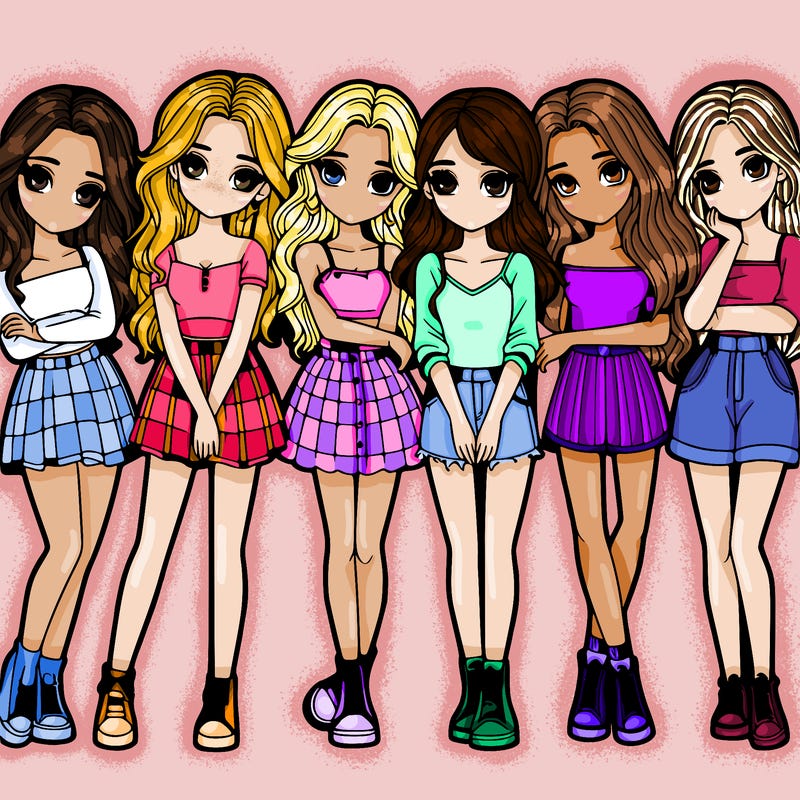 a group of girls realistic