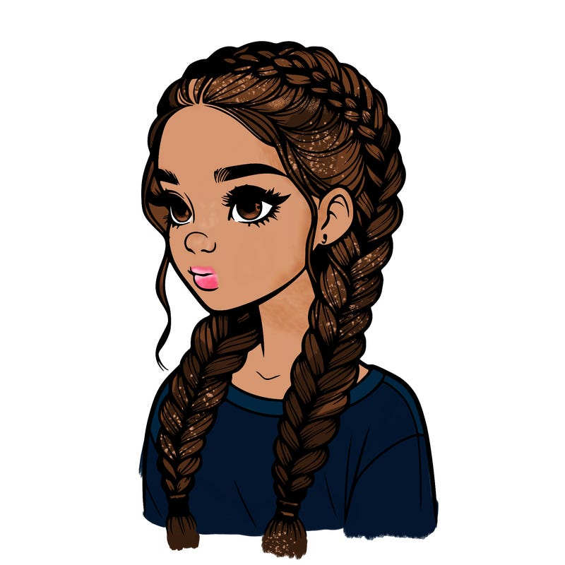 realistic girl with braids