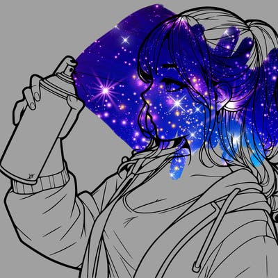 a realistic girl spray, painting