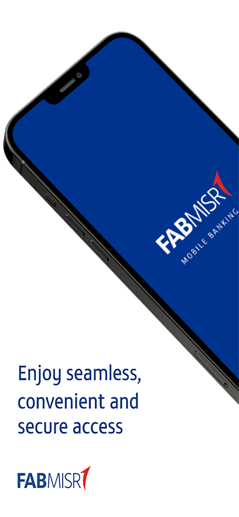 FABMISR Mobile - FABMISR mobile banking application screen on a smartphone with seamless secure access text