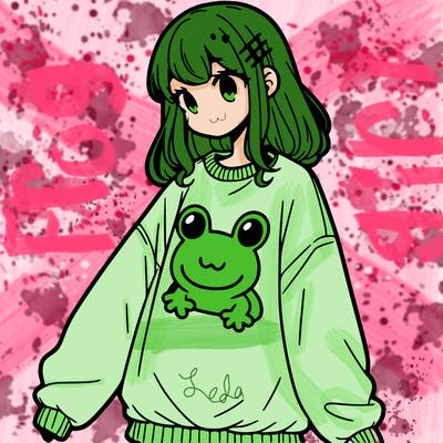 girl wearing frogging sweatshirt