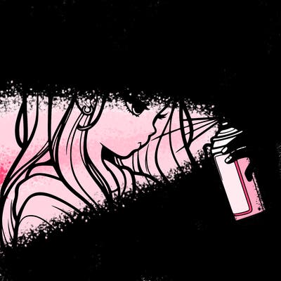 a realistic girl spray painting