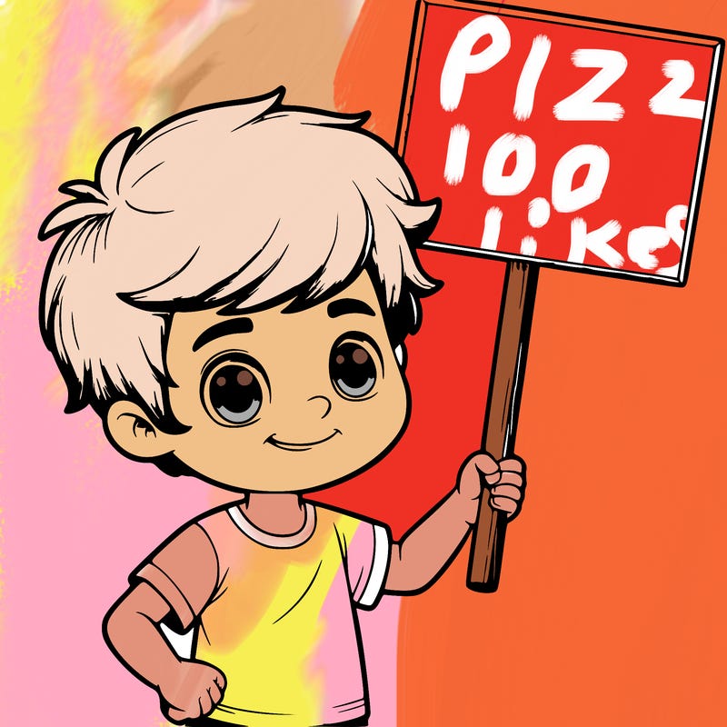 realistic boy holding up a sign