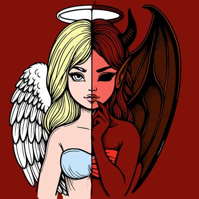 realistic angel half demon