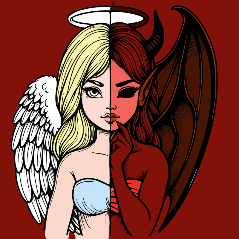 realistic angel half demon