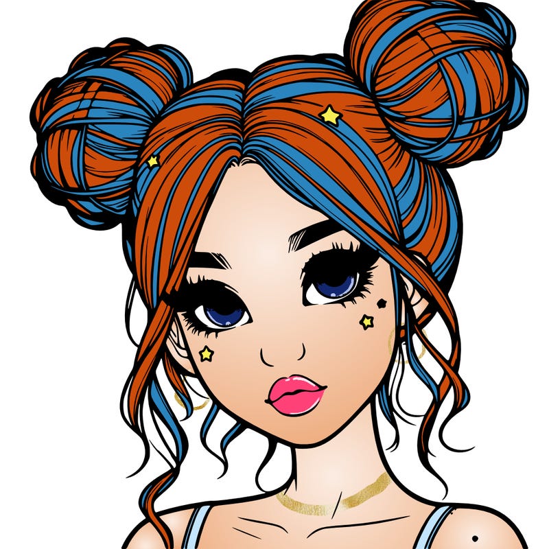 realistic girl with space buns