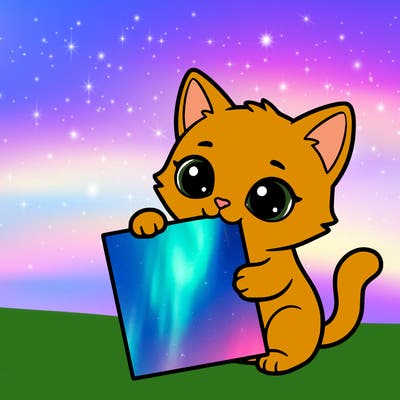 a small cat with a blank sheet of paper in its hand. the cat is sooooooo cute!