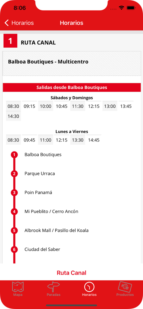 City Sightseeing Panama - Schedule and stops for the Canal Route in the City Sightseeing Panama app