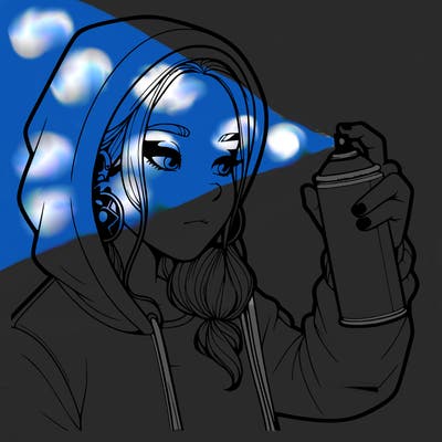 a realistic girl, spray painting