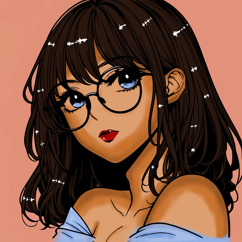 manga woman character with glasses and nice lips