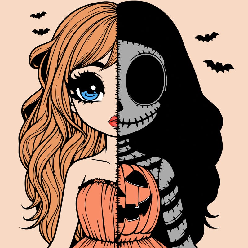 realistic girl halloween split