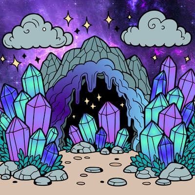 a cave with magic crystals