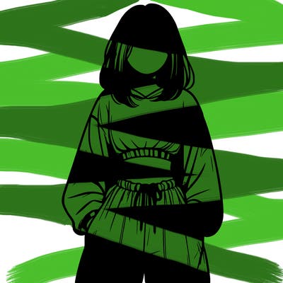 realistic girl faceless with baggy pants and a crop top